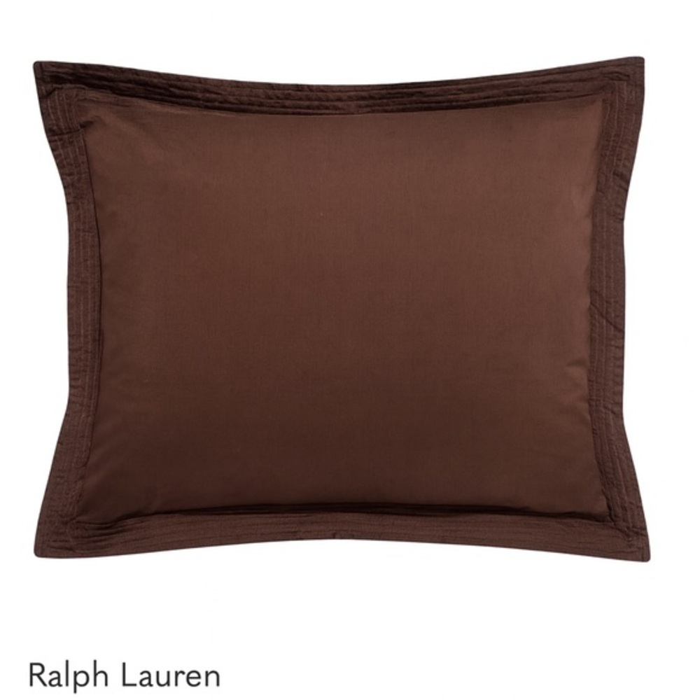 Ralph Lauren Brown 100% silk brown regular pillow sham button closure regular